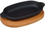 DELUKE&reg; Servierpfanne Gusseisen LUDI [MIT HOLZUNTERSETZER] - 22x14cm |...