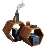 KADIMA DESIGN Beistelltisch 2er Set Sheesham Massivholz Design Wohnzimmertisch,