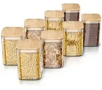 Arendo Vorratsgl&auml;ser 8er-Set, je 1,65 l, quadratisch, Borosilikatglas mit