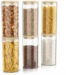 Arendo Vorratsgl&auml;ser 6er-Set, je 2,2 l, rund, Borosilikatglas mit Bambusdeckel und