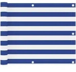 vidaXL Balkon-Sichtschutz Wei&szlig; und Blau 75x400 cm Oxford-Gewebe