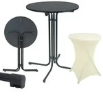 TRUTZHOLM Set Stehtisch klappbar &Oslash; 80 cm in Anthrazit & Husse in Beige...