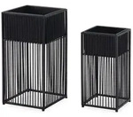 KADIMA DESIGN Blumentopf 2er Set Metall Pflanzk&uuml;bel Schwarz mit Gestell, Design