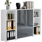 moebel-dich-auf Aktenschrank TABOR 2 in wei&szlig; / anthrazit Hochglanz,...