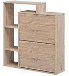 KADIMA DESIGN Moderner Schuhkipper MASSA Holz 2 F&auml;cher Sonoma Eiche 12 Paar Schuhe,