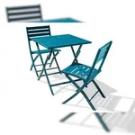 DCB GARDEN 2-Sitzer-Garten-Essgruppe aus entenblauem Aluminium