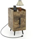 COSTWAY Nachttisch mit Ladestation, 2 Schubladen & USB, 32x40x60 cm
