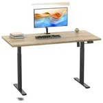 VCM Schreibtisch Lona Schwarz / Sonoma-Eiche H. 71-120 x B. 110 x T. 80 cm