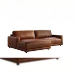 KAWOLA Sofa MARLIN Ecksofa Lederfaserstoff cognac Longchair links