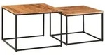 KADIMA DESIGN Wohnzimmertisch 2er Set Akazie Massivholz / Metall Beistelltisch...