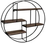 KADIMA DESIGN Wandregal 70x70x18 cm Mango Massivholz / Metall H&auml;ngeregal Rund,
