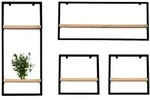 DELUKE&reg; 4er Set Wandregal Holz MARC - Eichenholz, Metallrahmen | B&uuml;cherregal