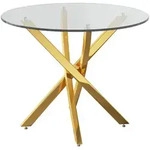 STILVORA Esstisch aus Glas, Gold, rund 80 cm, geh&auml;rtete Glasplatte, stabile