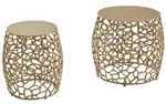 KADIMA DESIGN Beistelltisch 2er Set Aluminium Gold Design Satztisch Metall Rund,