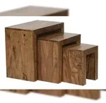 KADIMA DESIGN 3er Set Satztisch Massiv-Holz Sheesham Wohnzimmer-Tisch...