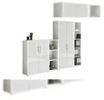 moebel-dich-auf Aktenschrank TABOR 4 in wei&szlig; / wei&szlig; Hochglanz, Schrankwand,