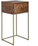 KADIMA DESIGN Nachttisch Mango Massivholz / Metall 40x75,5x35 cm Nachtschrank