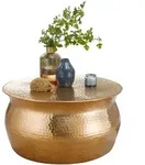 KADIMA DESIGN Couchtisch 60x30,5x60 cm Aluminium Gold Beistelltisch orientalisch