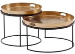 KADIMA DESIGN Couchtisch 2er Set Gold / Schwarz Metall Hammerschlag Satztisch...