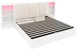 STILVORA Plattformbettgestell aus MDF und Sperrholz, Wei&szlig;, 180x200 cm, mit LED und