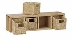 Relaxdays Wandregal Walnuss 4 herausnehmbare K&ouml;rbe, nat&uuml;rliches Design, zur
