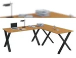 VCM Schreibtisch Lona Schwarz / Buche H. 76 x B. 190 x T. 190 cm