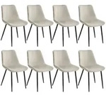 tectake Set Stuhl Monroe Samtoptik - 8er Set creme
