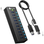 Hub 10-Port IcyBox USB 3.2 IB-AC6110a mit USB Ladeanschluss