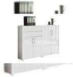 moebel-dich-auf Aktenschrank TABOR 12 in wei&szlig; / wei&szlig; Hochglanz, Schrankwand,
