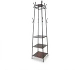 Relaxdays Garderobenst&auml;nder, 8 Haken, 4 Ablagen, HBT 140 x 43 x 43 cm,