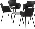 CLP Sitzgruppe Berena Kunststoff HBT: 80x158x158 cm schwarz 4 St&uuml;hle