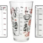 Trinkglas ORGANIC REZEPT mit Backzutaten-Motiv & Messskalen &ndash; 67628
