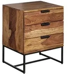 KADIMA DESIGN Nachttisch Sheesham Massivholz / Metall 50x40x65 cm Nachtschrank