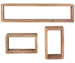KADIMA DESIGN Design Wandregal 3er Set BOHA Massiv Holzregale Akazie...