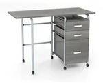 COSTWAY Klappbarer Computertisch 105x50x75cm, Schreibtisch mit 3 Schubladen,...