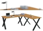 VCM Schreibtisch Lona Schwarz / Buche H. 76 x B. 130 x T. 130 cm