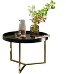 KADIMA DESIGN Couchtisch JESI 58,5x42x58,5cm Schwarz / Gold Sofatisch Metall...