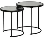 KADIMA DESIGN Design Beistelltisch Rund &Oslash; 50/42 cm - 2 teilig Schwarz mit...
