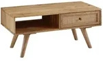 KADIMA DESIGN Couchtisch 90x40x45 cm Mango Massivholz / Rattan Wohnzimmertisch