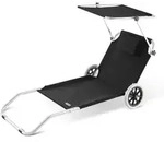 CASARIA&reg; Alu Sonnenliege Klappbar mit Dach Strandliege mit Rollen Kissen Liegestuhl