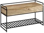 KADIMA DESIGN Sitzbank mit Stauraum 90x52x38 cm Mango Massivholz / Metall...