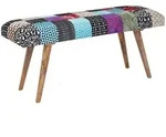 KADIMA DESIGN Sitzbank Samt / Massivholz Bank Bunt 117x51x38 cm Bettbank...