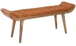 KADIMA DESIGN Sitzbank Echtleder / Massivholz Bank Braun 125x50x38 cm...