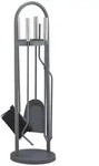 Relaxdays Kaminbesteck modern, 5 teilige Kamingarnitur, Schaufel, Besen, Zange,