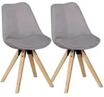 KADIMA DESIGN 2er Set Retro Esszimmerstuhl LIMA Hellgrau Polsterstuhl...