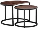 KADIMA DESIGN Couchtisch 2er Set Mango Massivholz / Metall Wohnzimmertisch Rund,