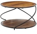 KADIMA DESIGN Couchtisch 58x58x35 cm Sheesham Massivholz / Metall Sofatisch...
