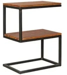 KADIMA DESIGN Beistelltisch AKOLA S-Form Massiv-Holz Sheesham / Metall 45 x 60...