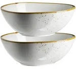 M&Auml;SER Sch&uuml;ssel oval 22 x 19 cm Weiss mit braunem Rand 2er Set, PINTAR Brauner...