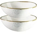 M&Auml;SER Sch&uuml;ssel oval 22 x 19 cm Weiss mit blauen Punkten 2er Set, PINTAR Blaue